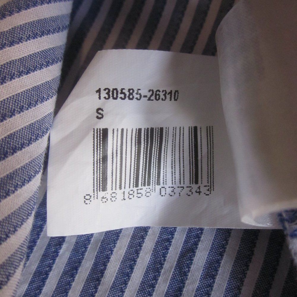 Mavi Size S Sustainable Cotton Summer Mini Dress with Tie Back in Blue Stripe - Picture 12 of 13